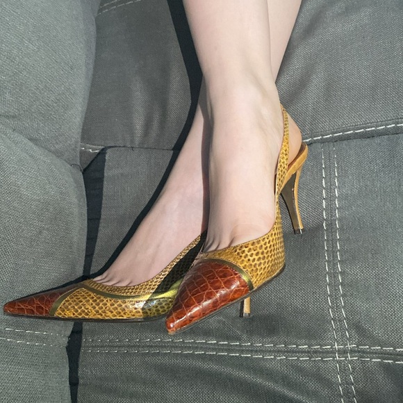 Dolce & Gabbana Gold and Brown Heels